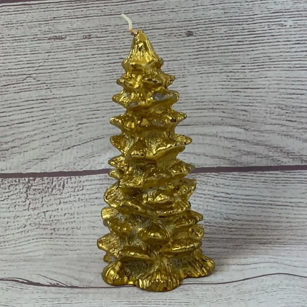 Vintage Chesapeake Bay Candle Gold Christmas Tree Candle 5